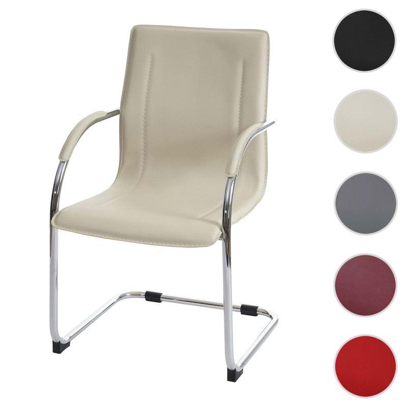 Chaise de conférence Samara, chaise cantilever, PVC - crème