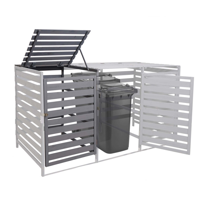 Extension pour abri à poubelles XL pour 1 ou 2 poubelles bois massif 110x65x93cm - gris clair