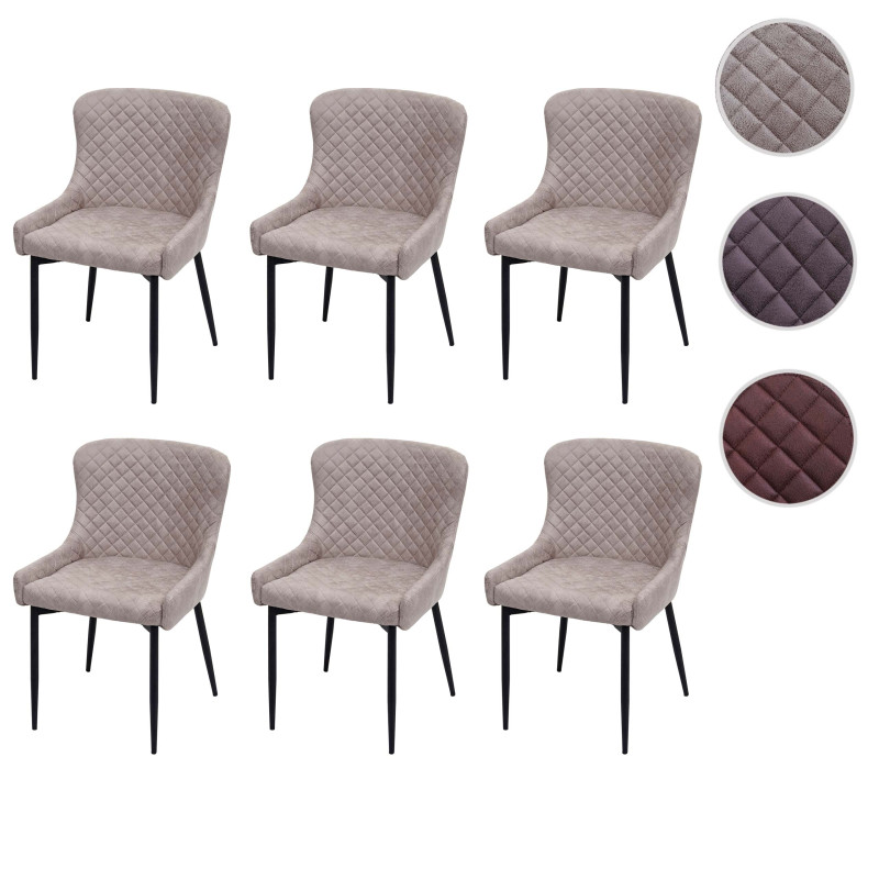 Lot de 6 chaises de salle à manger , métal vintage - tissu/textile gris
