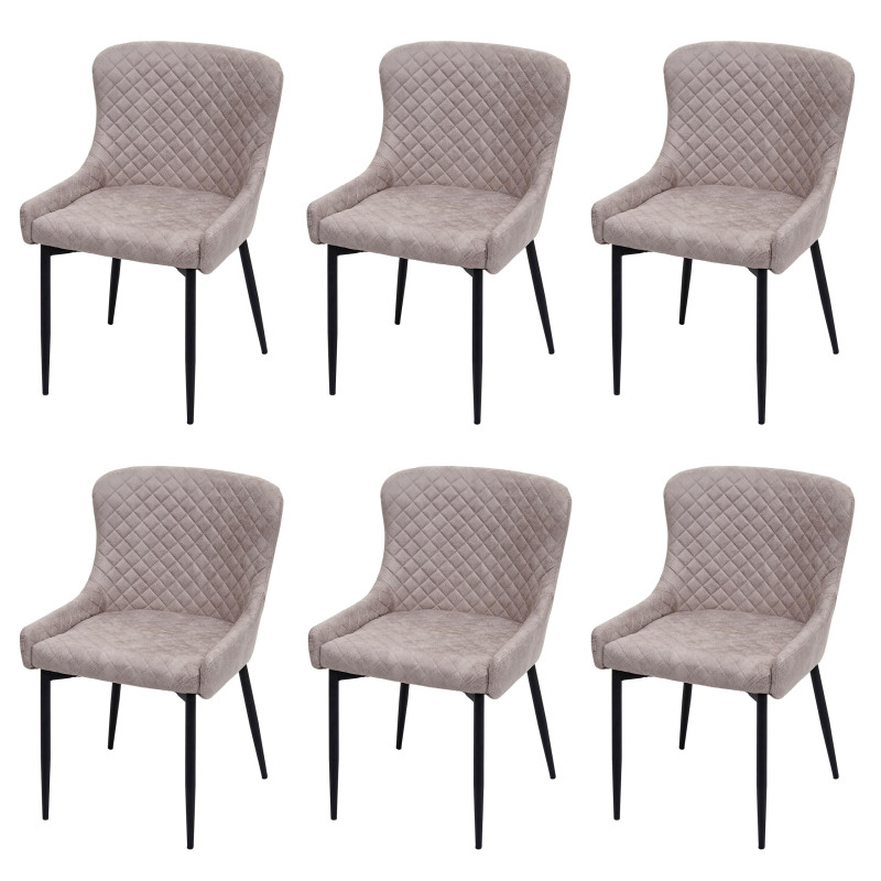 Lot de 6 chaises de salle à manger , métal vintage - tissu/textile gris