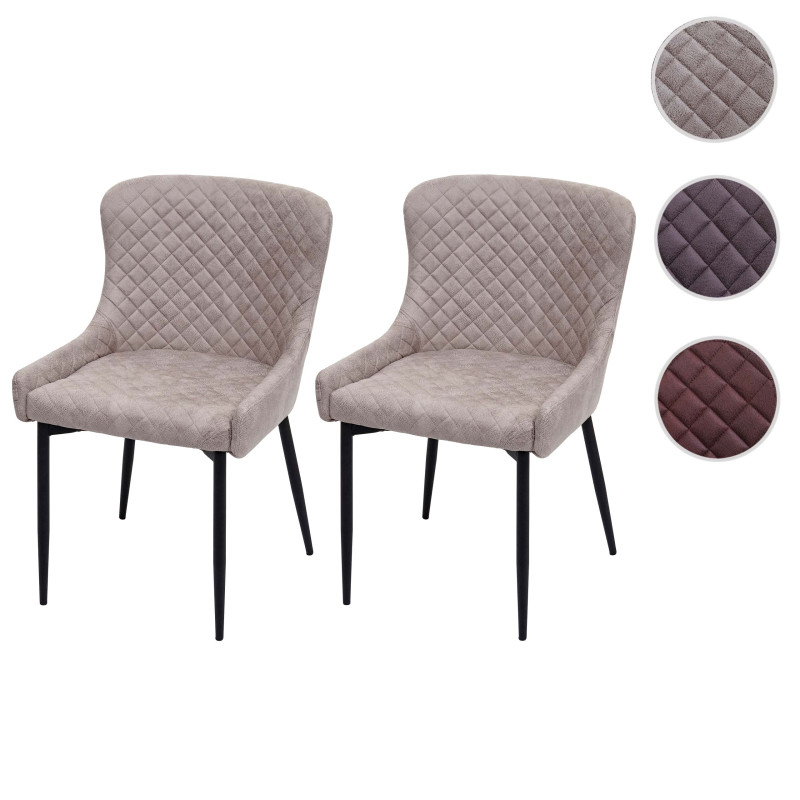 2x chaise de salle à manger , fauteuil, métal, vintage - tissu / textile marron