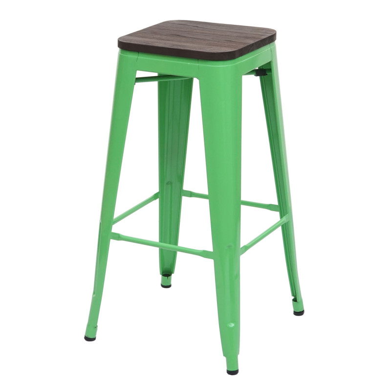 Tabouret de bar avec siège en bois, métal, style industriel - vert