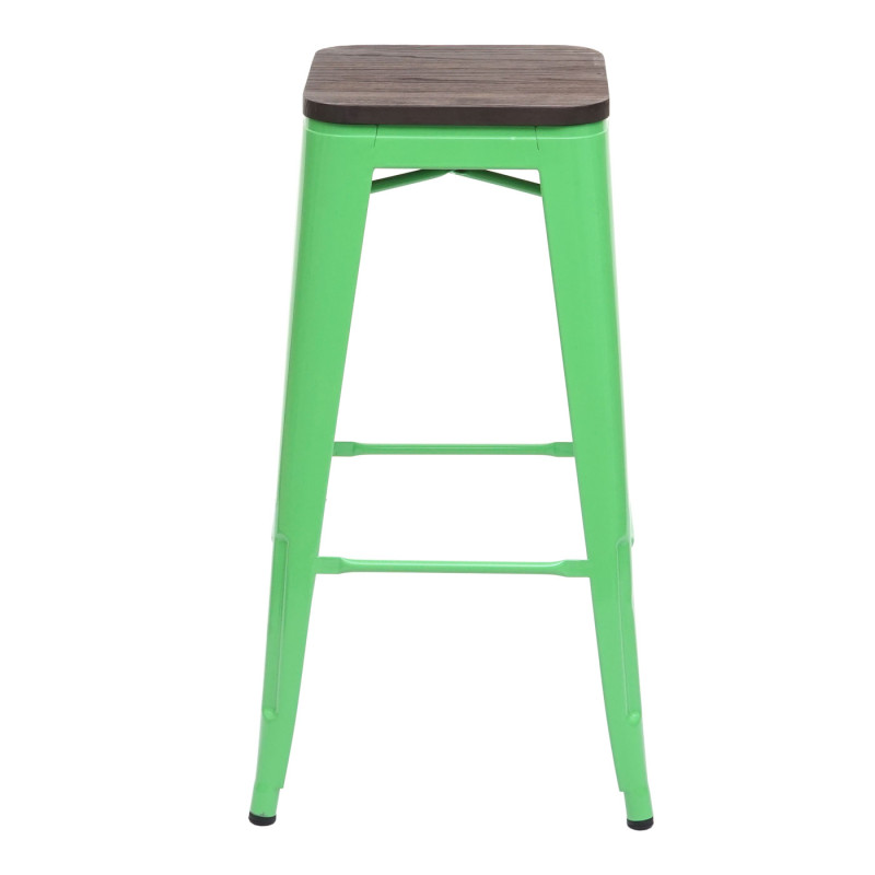 Tabouret de bar avec siège en bois, métal, style industriel - vert