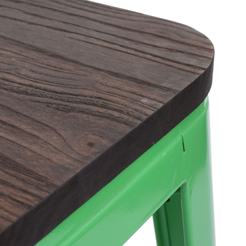 Tabouret de bar avec siège en bois, métal, style industriel - vert