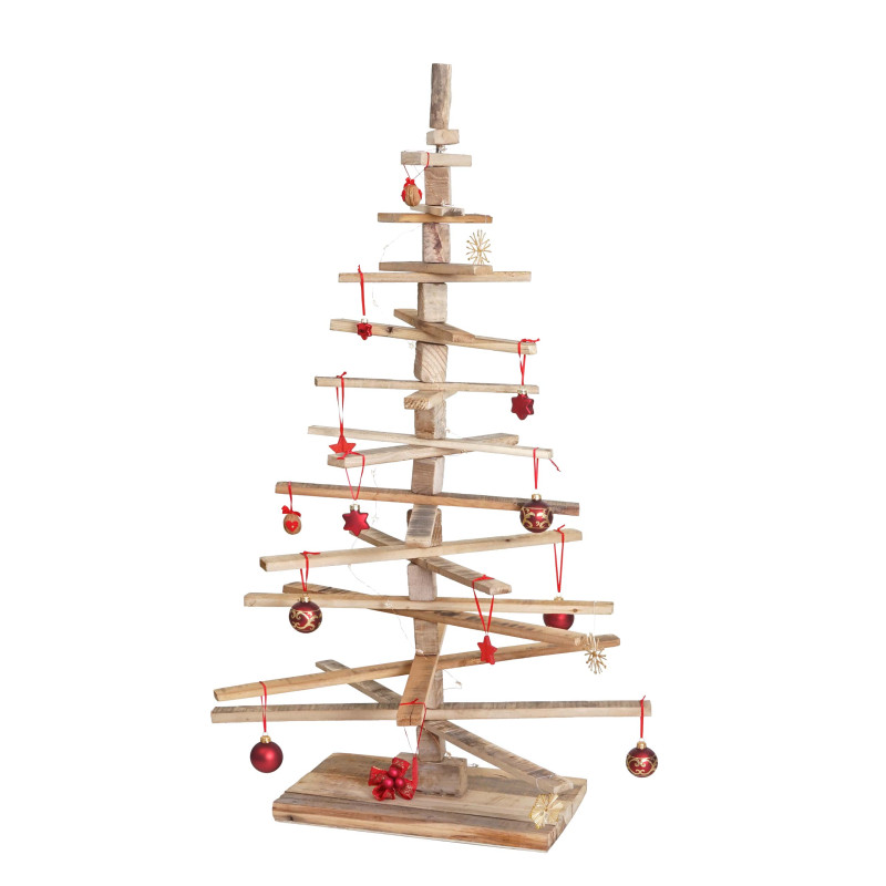 Sapin de Noel décoratif arbre de Noel 3D, aspect shabby, bois de sapin réglable 130x82x82cm