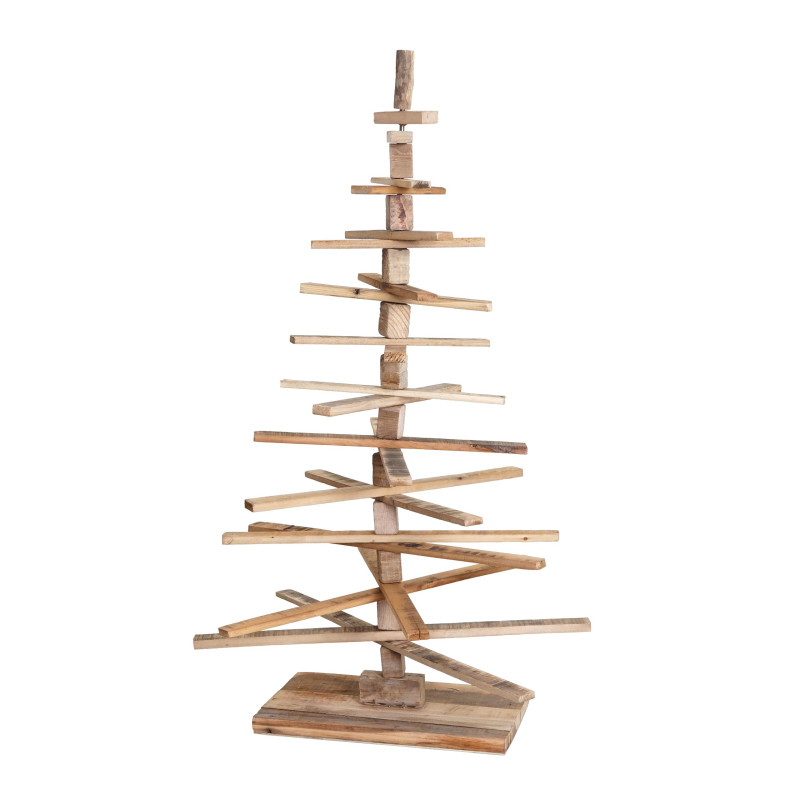 Sapin de Noel décoratif arbre de Noel 3D, aspect shabby, bois de sapin réglable 130x82x82cm