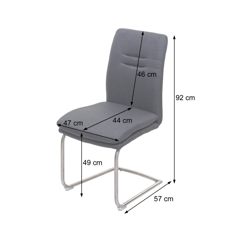 6x chaise de salle à manger , tissu/textile acier brossé - gris brun