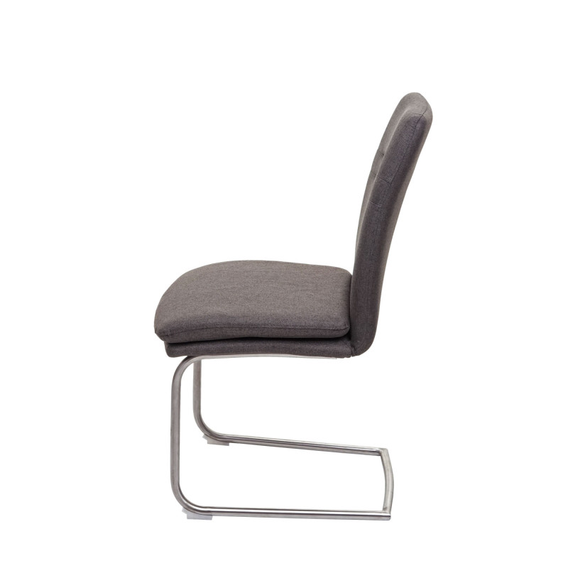 6x chaise de salle à manger , tissu/textile acier brossé - gris brun