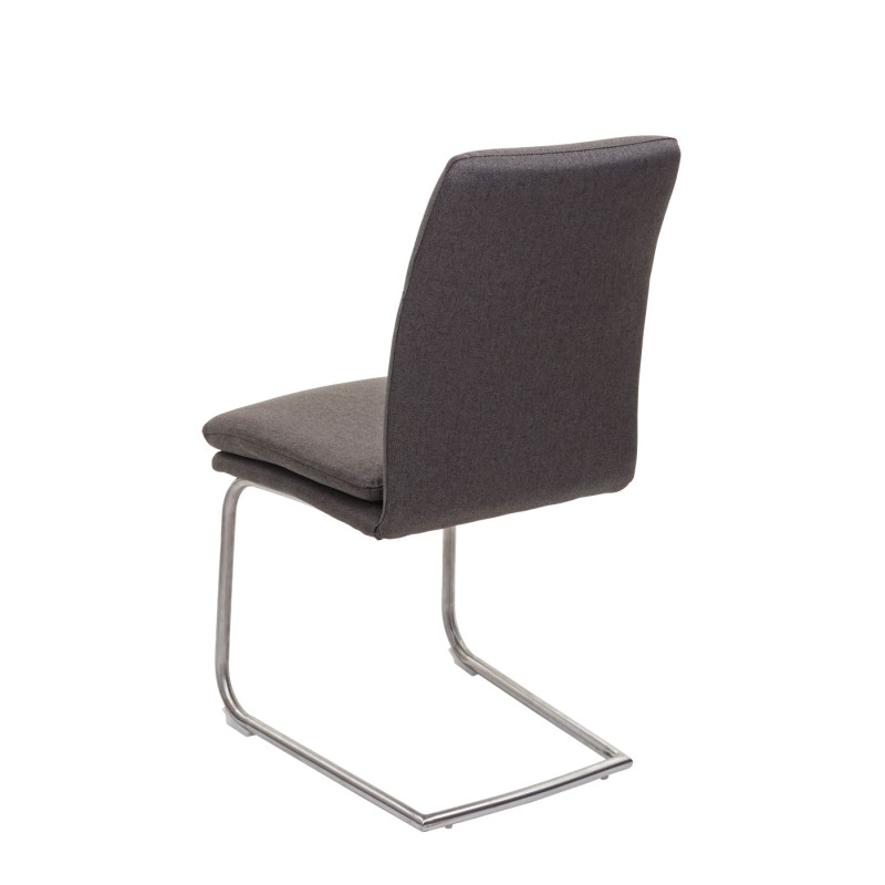 6x chaise de salle à manger , tissu/textile acier brossé - gris brun