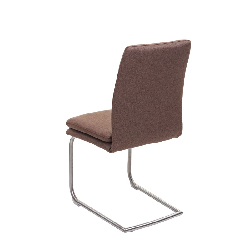 Lot de 6 chaises de salle à manger  à piétement luge, tissu/textile inox brossé - marron