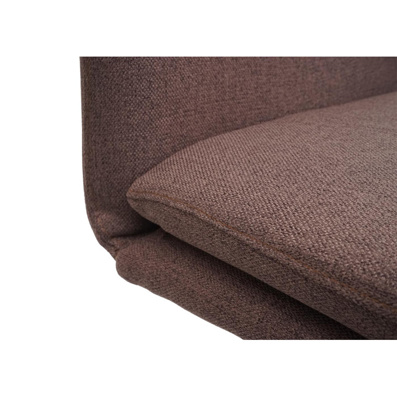 Lot de 6 chaises de salle à manger  à piétement luge, tissu/textile inox brossé - marron