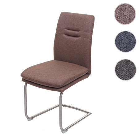 Chaise de salle à manger , balancant, tissu, acier inoxydable brossé - gris-brun