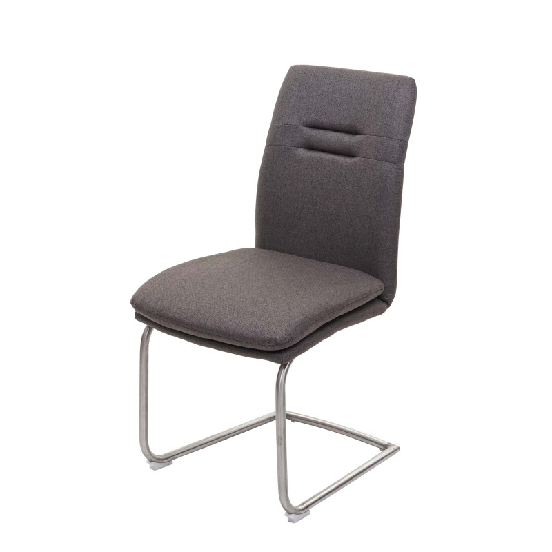 Chaise de salle à manger , balancant, tissu, acier inoxydable brossé - gris-brun