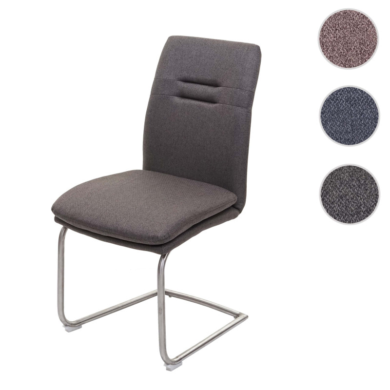 Chaise de salle à manger , balancant, tissu, acier inoxydable brossé - gris-brun