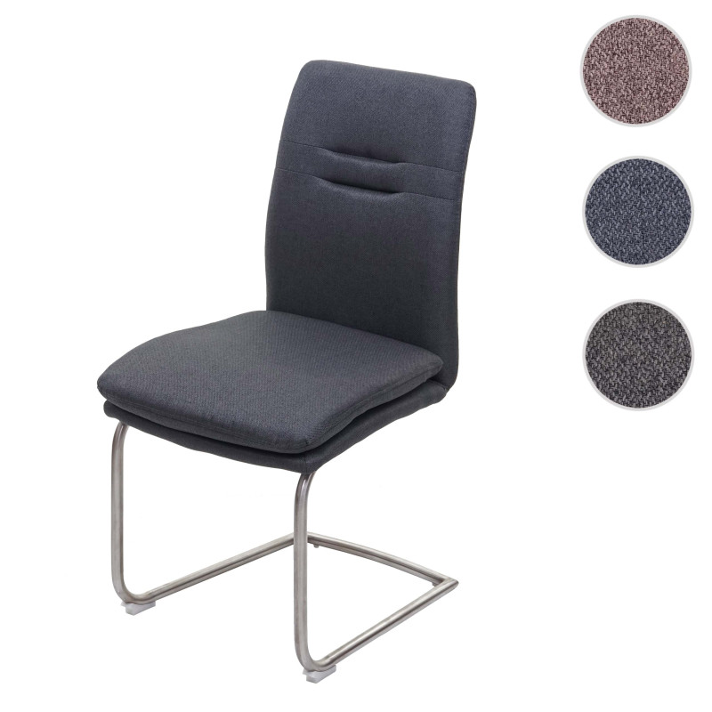 Chaise de salle à manger , balancant, tissu, acier inoxydable brossé - gris-foncé