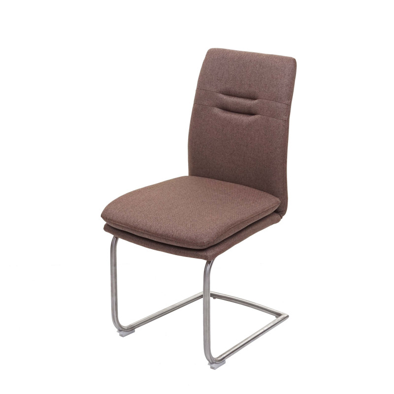 Chaise de salle à manger , balancant, tissu, acier inoxydable brossé - brun