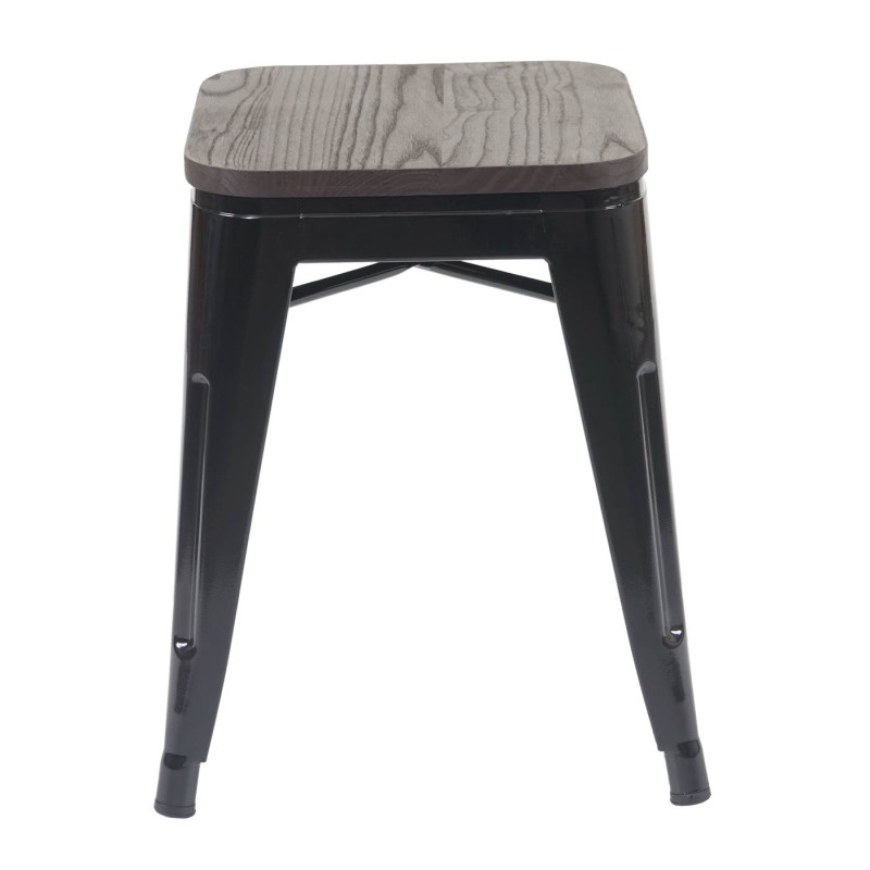 Tabouret avec siège en bois, métal, style industriel, empilable - noir