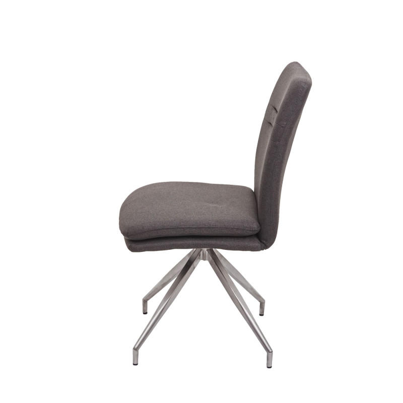 6x chaise de salle à manger  fauteuil chaise, tissu/textile inox brossé - gris-brun