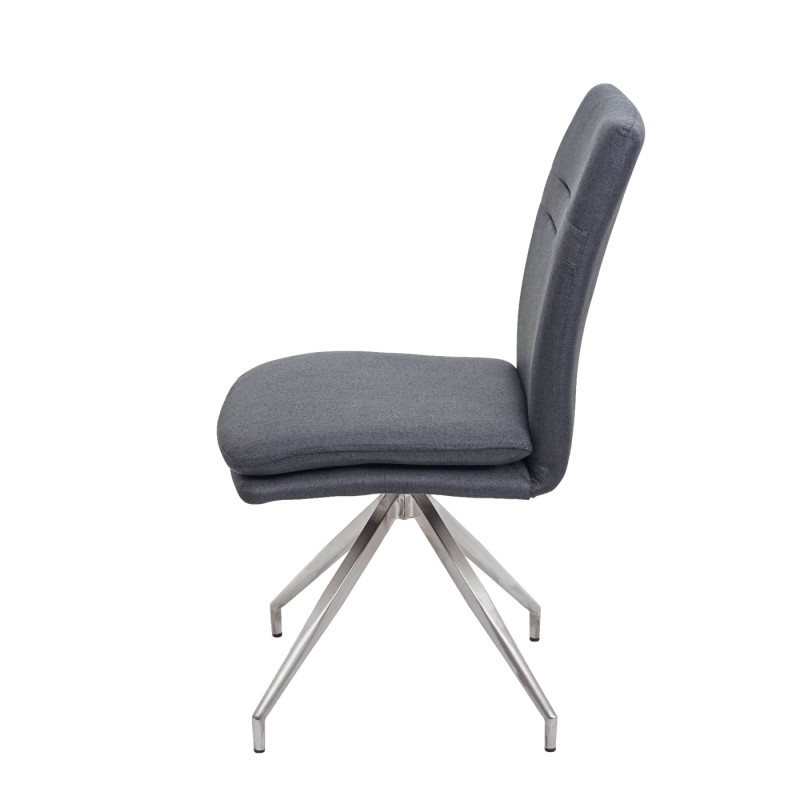 6x chaise de salle à manger tissu/textile acier inoxydable brossé - gris foncé