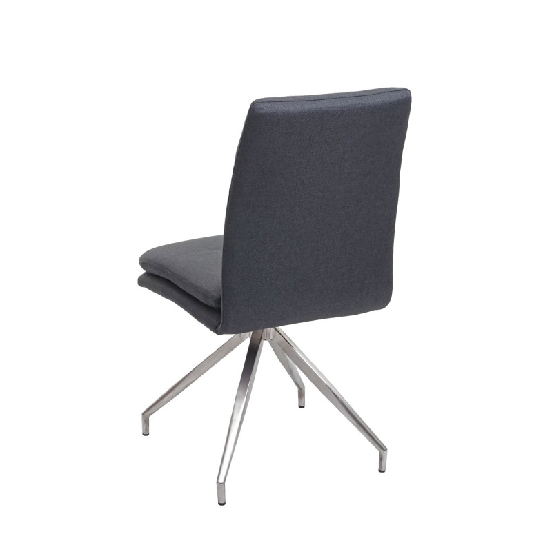 6x chaise de salle à manger tissu/textile acier inoxydable brossé - gris foncé