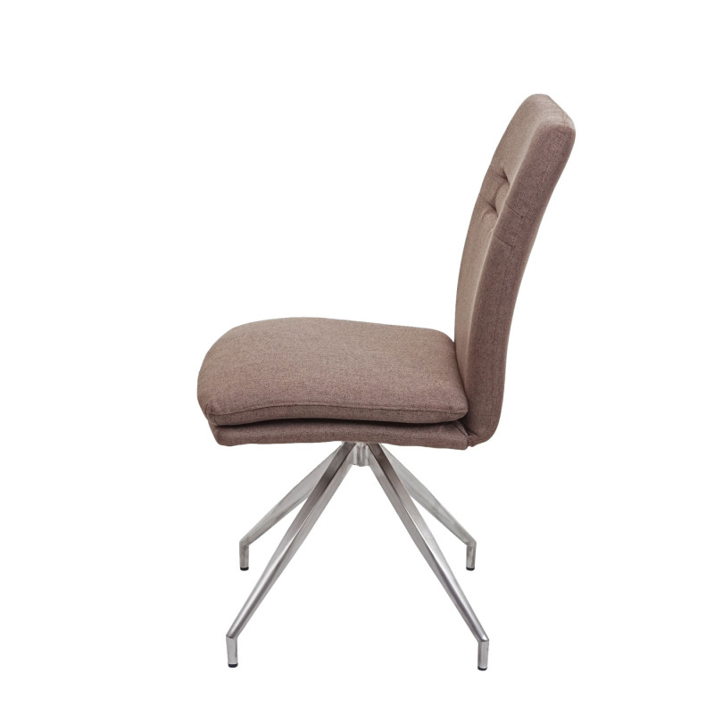 Lot de 6 chaises de salle à manger , tissu/textile, acier inoxydable brossé - brun