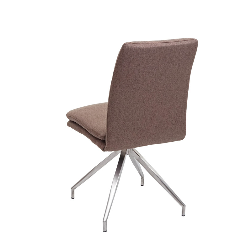 Lot de 6 chaises de salle à manger , tissu/textile, acier inoxydable brossé - brun