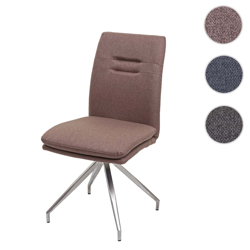 Chaise de salle à manger tissu acier inoxydable brossé gris-brun
