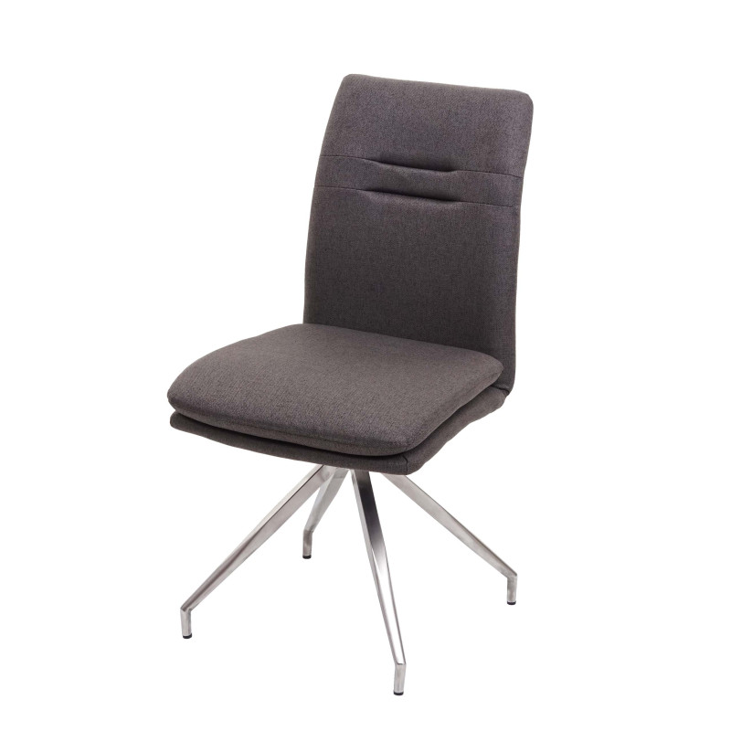 Chaise de salle à manger tissu acier inoxydable brossé gris-brun