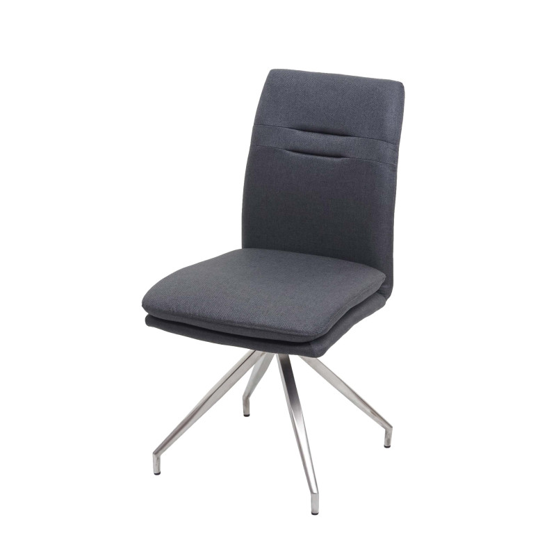 Chaise de salle à manger , tissu, acier inoxydable brossé - gris foncé