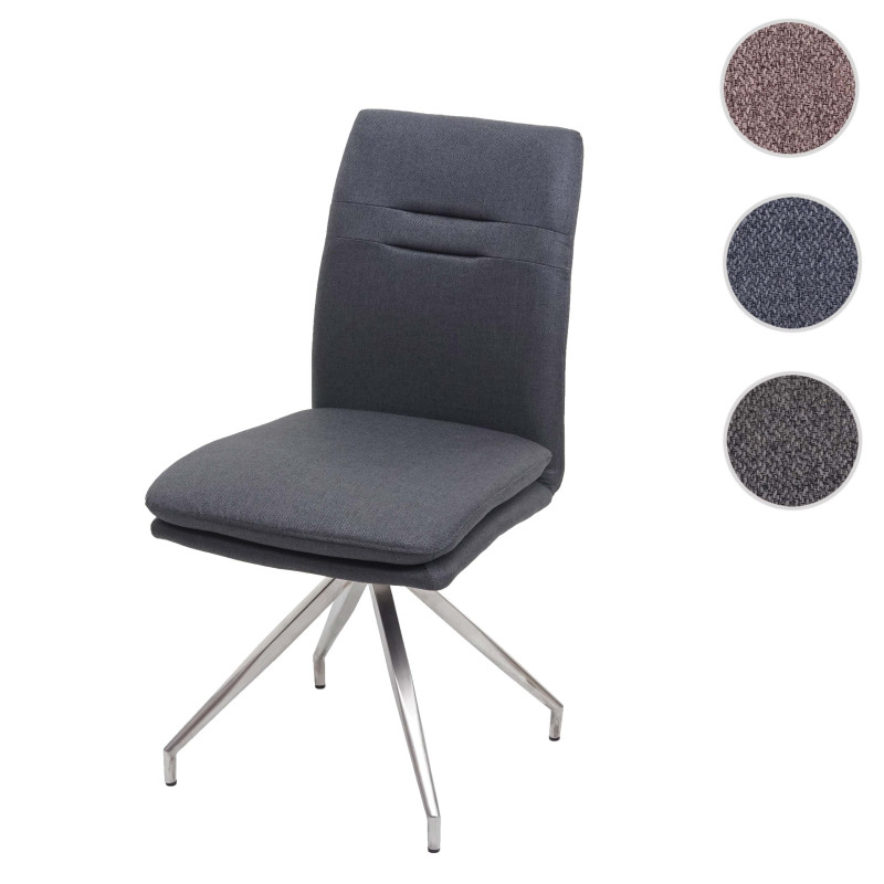 Chaise de salle à manger , tissu, acier inoxydable brossé - gris foncé