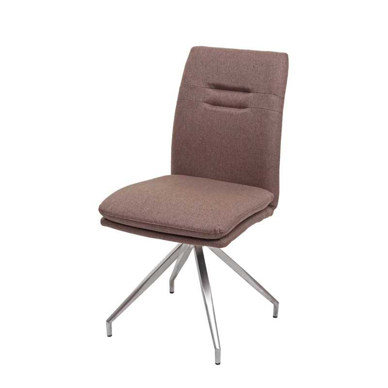 Chaise de salle à manger , tissu, acier inoxydable brossé - brun