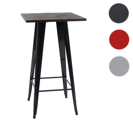 Table haute avec plateau en bois, table de bar, design industriel en métal 107x60x60cm - rouge