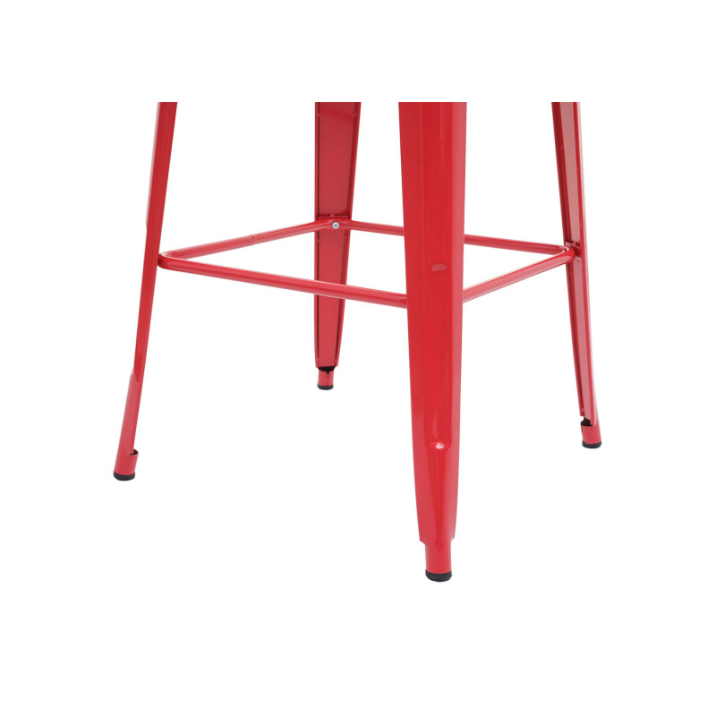 Table haute avec plateau en bois, table de bar, design industriel en métal 107x60x60cm - rouge
