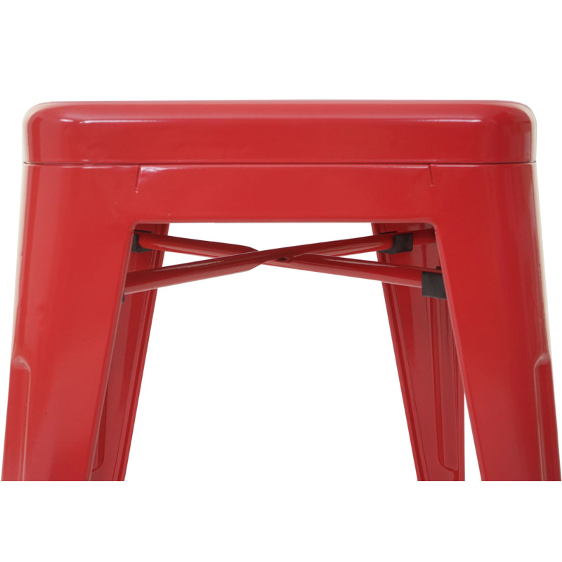 Tabouret de bar pour comptoir, métal, style industriel, empilable - rouge