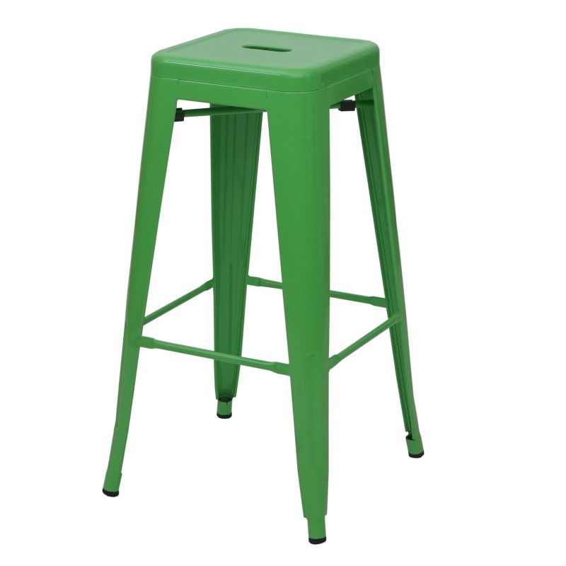 Tabouret de bar pour comptoir, métal, style industriel, empilable - vert