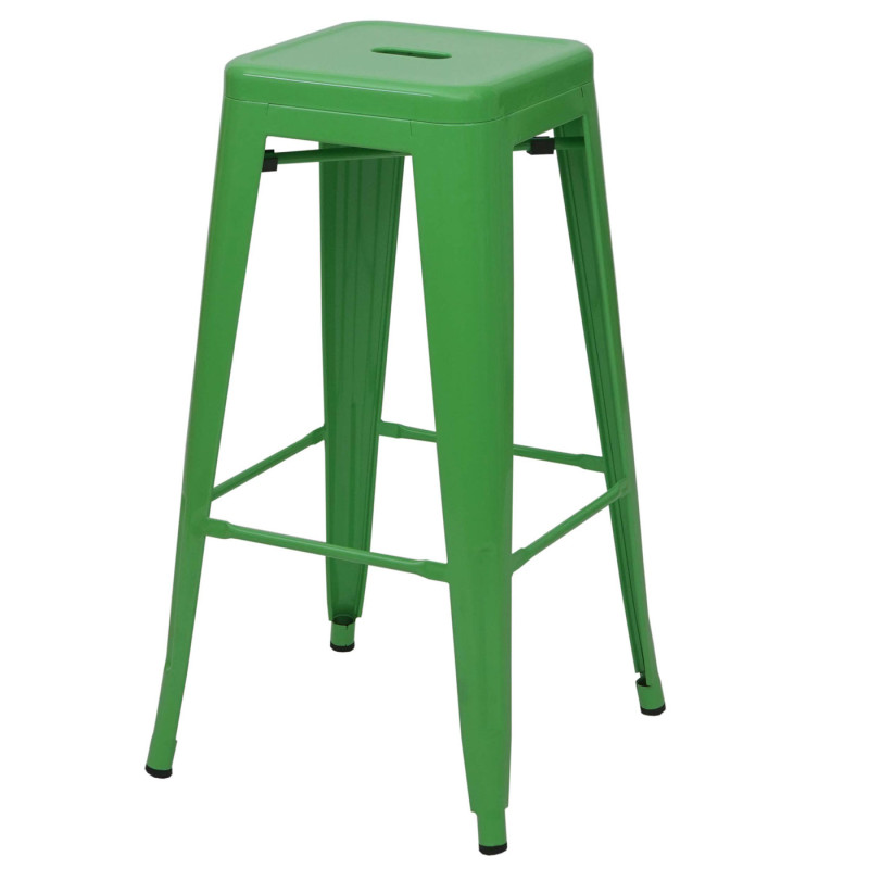 Tabouret de bar pour comptoir, métal, style industriel, empilable - vert