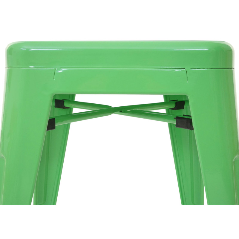 Tabouret de bar pour comptoir, métal, style industriel, empilable - vert