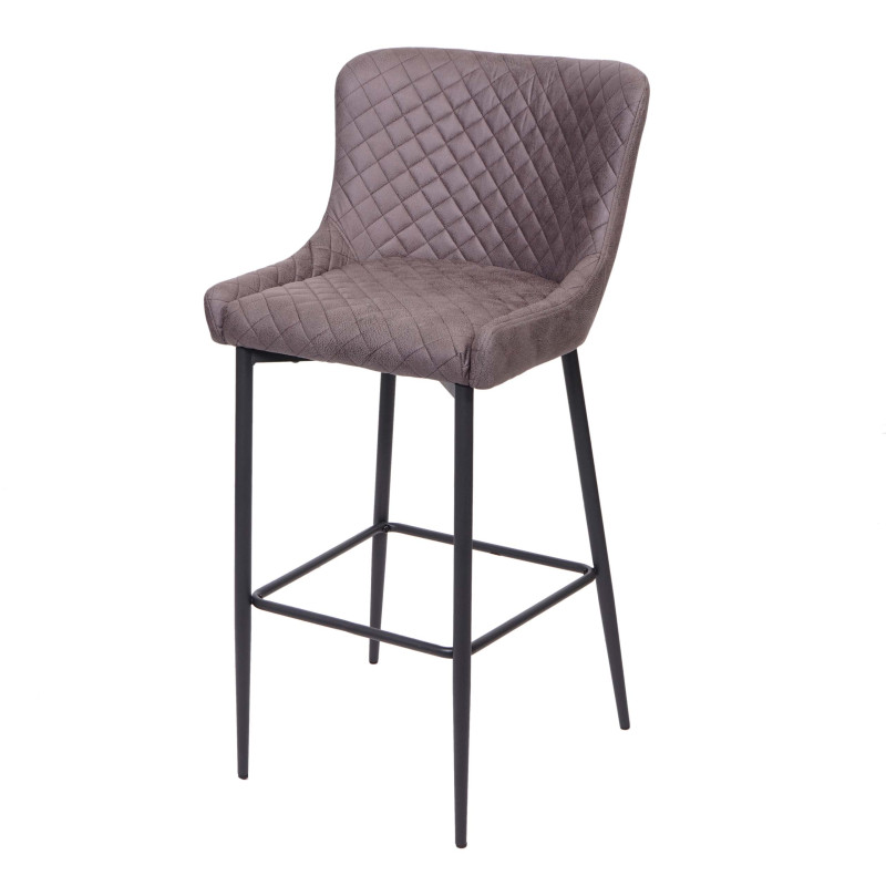 Tabouret de bar pour comptoir, métal, vintage, avec repose-pied - tissu / textile gris foncé