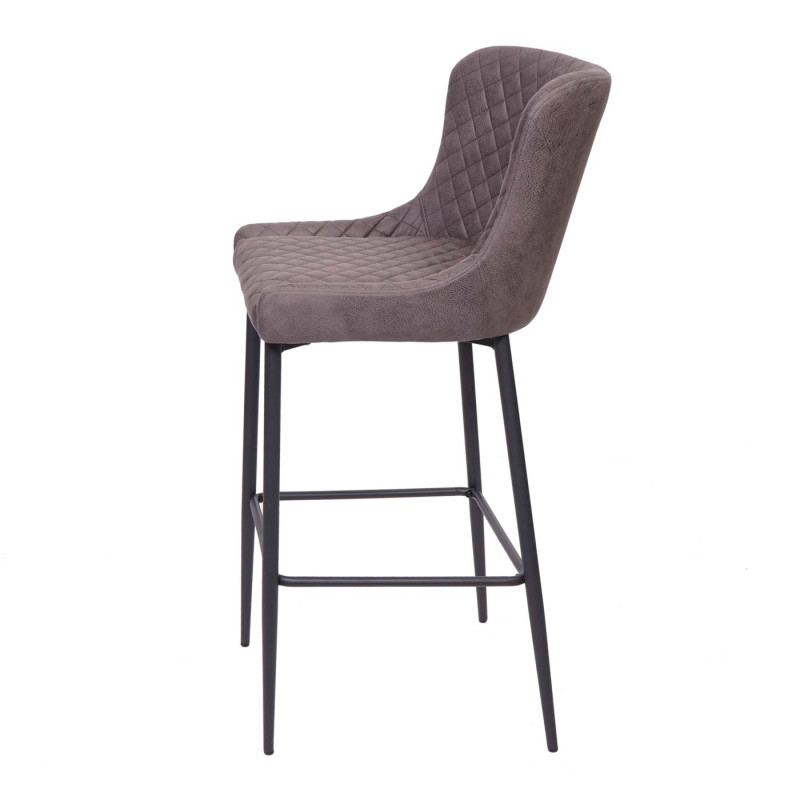 Tabouret de bar pour comptoir, métal, vintage, avec repose-pied - tissu / textile gris foncé