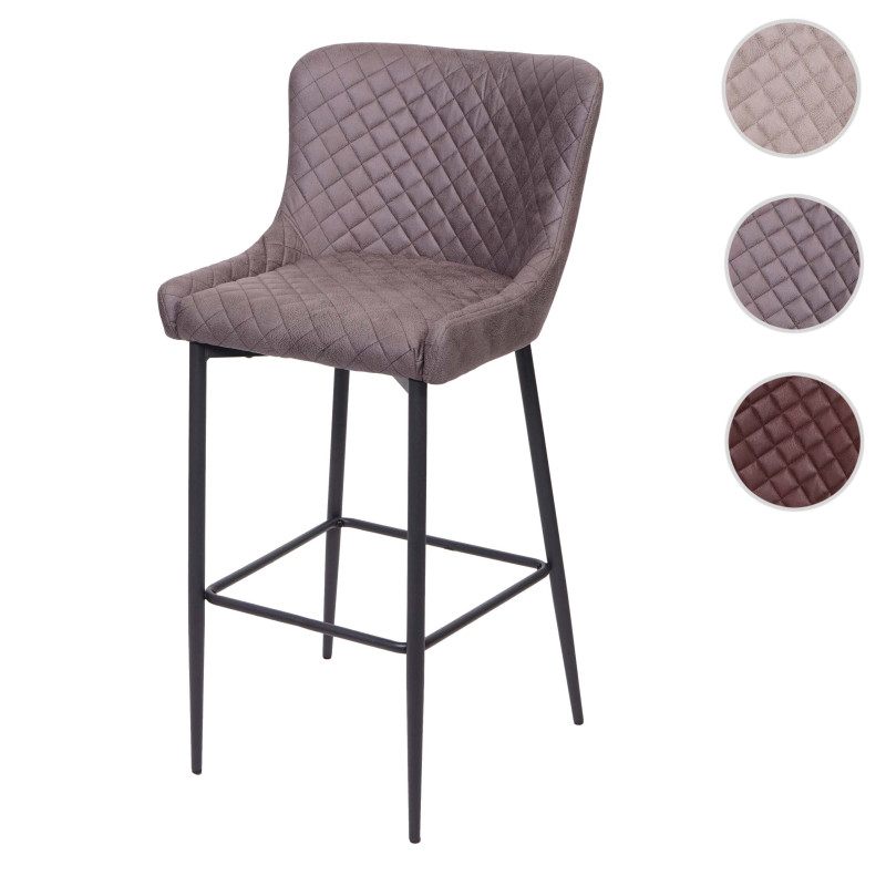 Tabouret de bar pour comptoir, métal, vintage, avec repose-pied - tissu / textile gris foncé