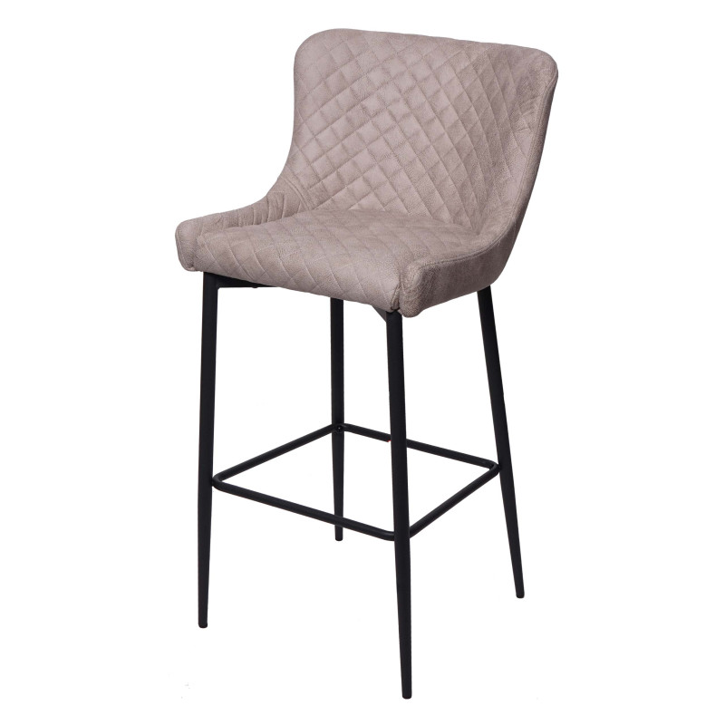 Tabouret de bar pour comptoir, métal, vintage, avec repose-pied - tissu / textile gris