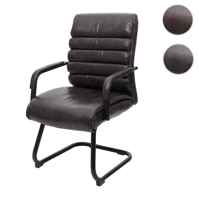 Chaise de conférence chaise de salle à manger, aspect daim, métal,vintage - cuir synthétique marron