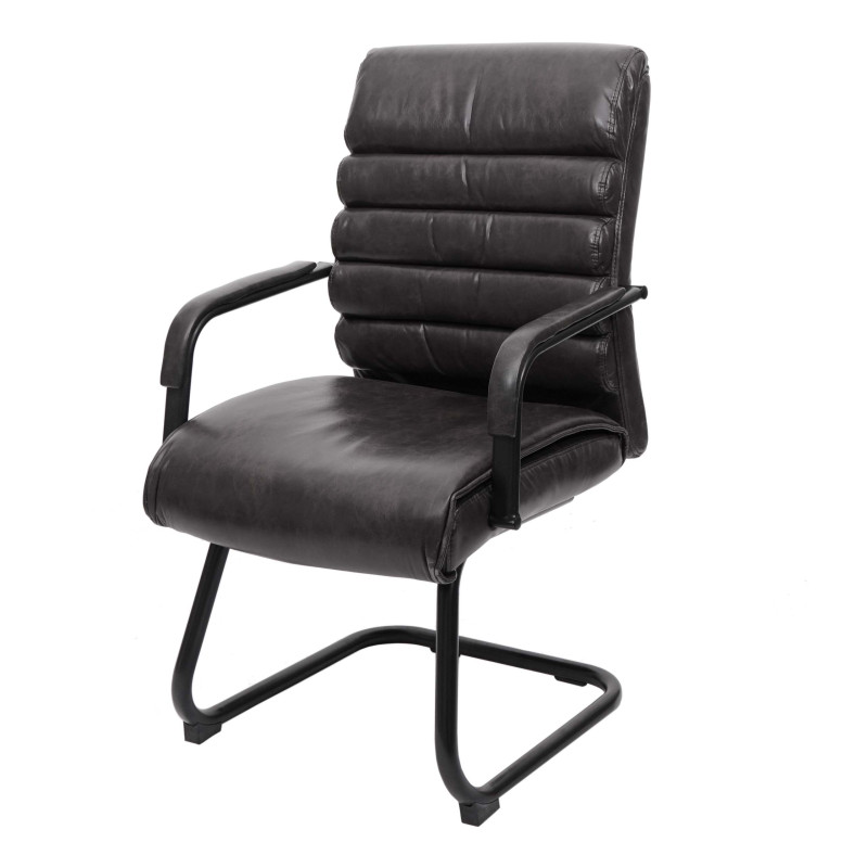 Chaise de conférence chaise de salle à manger, aspect daim, métal,vintage - cuir synthétique noir