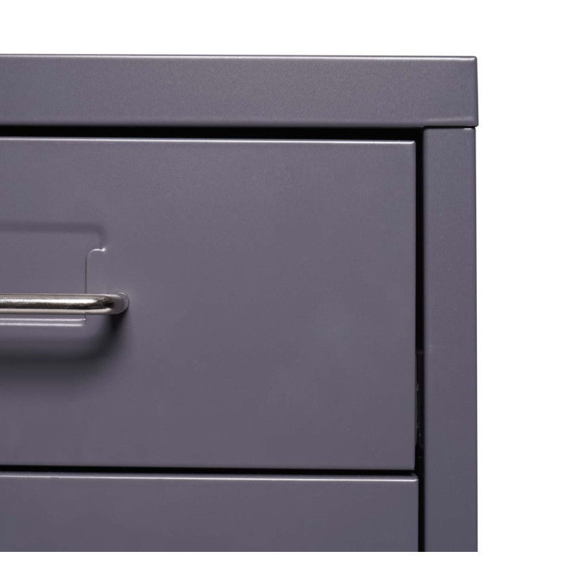 Caisson à roulettes Boston T851, armoire à tiroirs, en acier, 48x28x41cm, 4 tiroirs - gris foncé