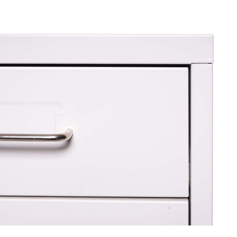 Caisson à roulettes Boston T851, armoire à tiroirs, en acier, 48x28x41cm, 4 tiroirs - blanc