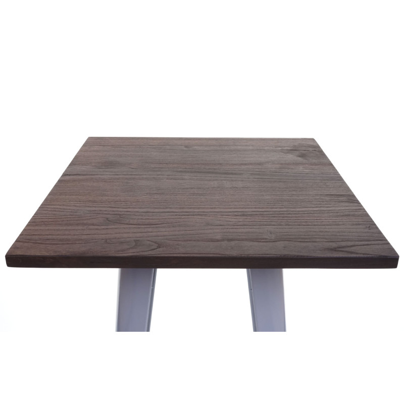 Table haute avec plateau en bois, table de bar, design industriel en métal 107x60x60cm - gris