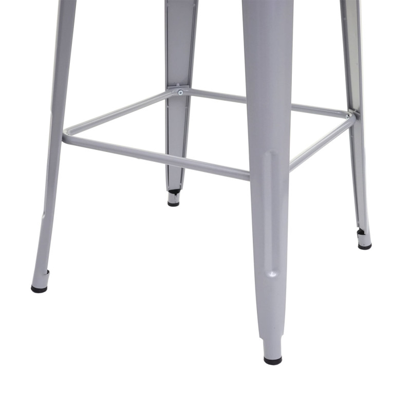 Table haute avec plateau en bois, table de bar, design industriel en métal 107x60x60cm - gris