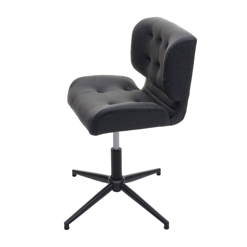 Chaise de bureau pivotante, réglable en hauteur - similicuir vintage gris foncé, pied noir