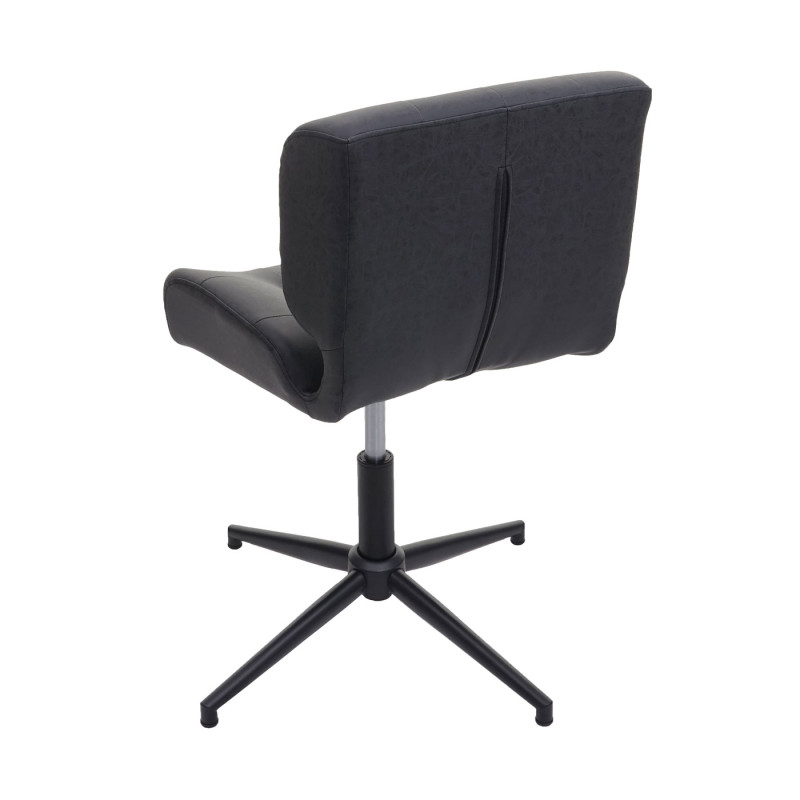 Chaise de bureau pivotante, réglable en hauteur - similicuir vintage gris foncé, pied noir