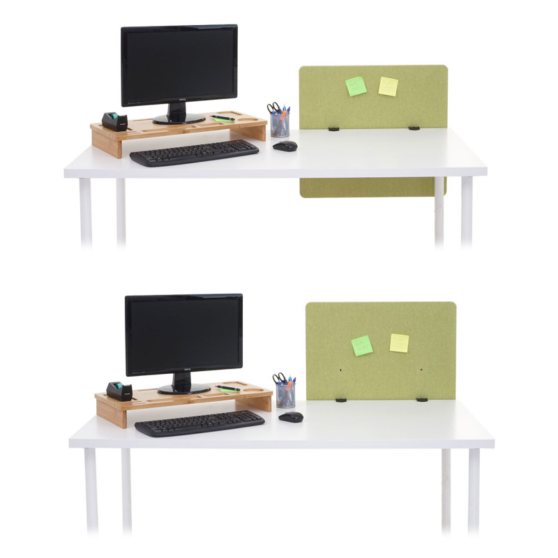 Paroi de séparation acoustique Protection visuelle pour bureau, panneau, tissu - 65x60cm, vert